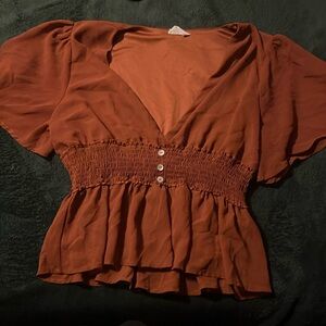 Burnt Orange Peplum Top